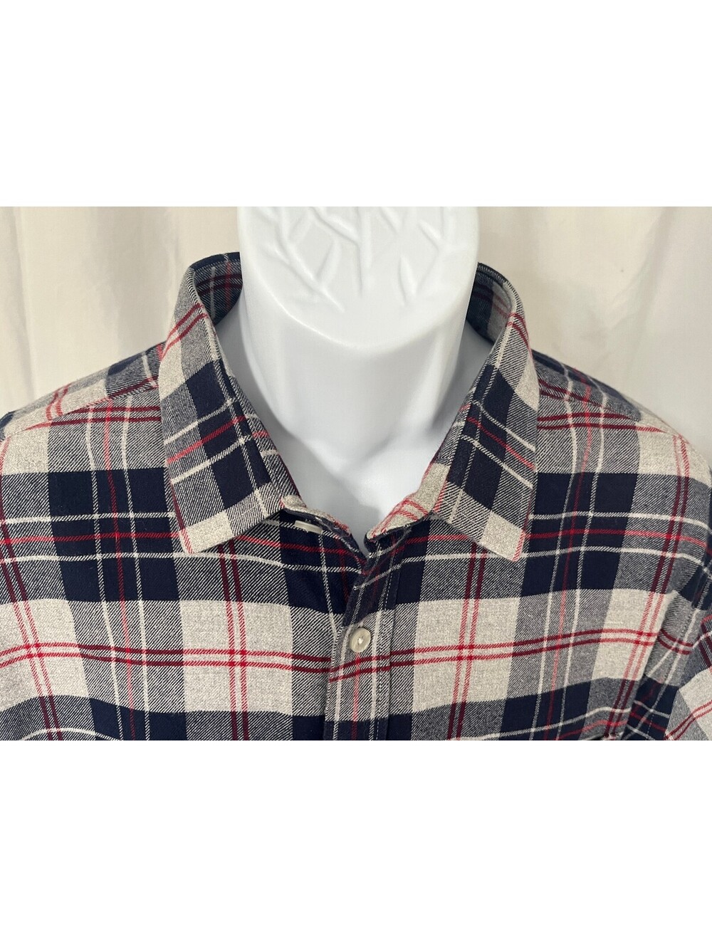 UNTUCKit Men's Blue Gray Red Mint Condition Flannel Shirt 2XLT Tall XXL